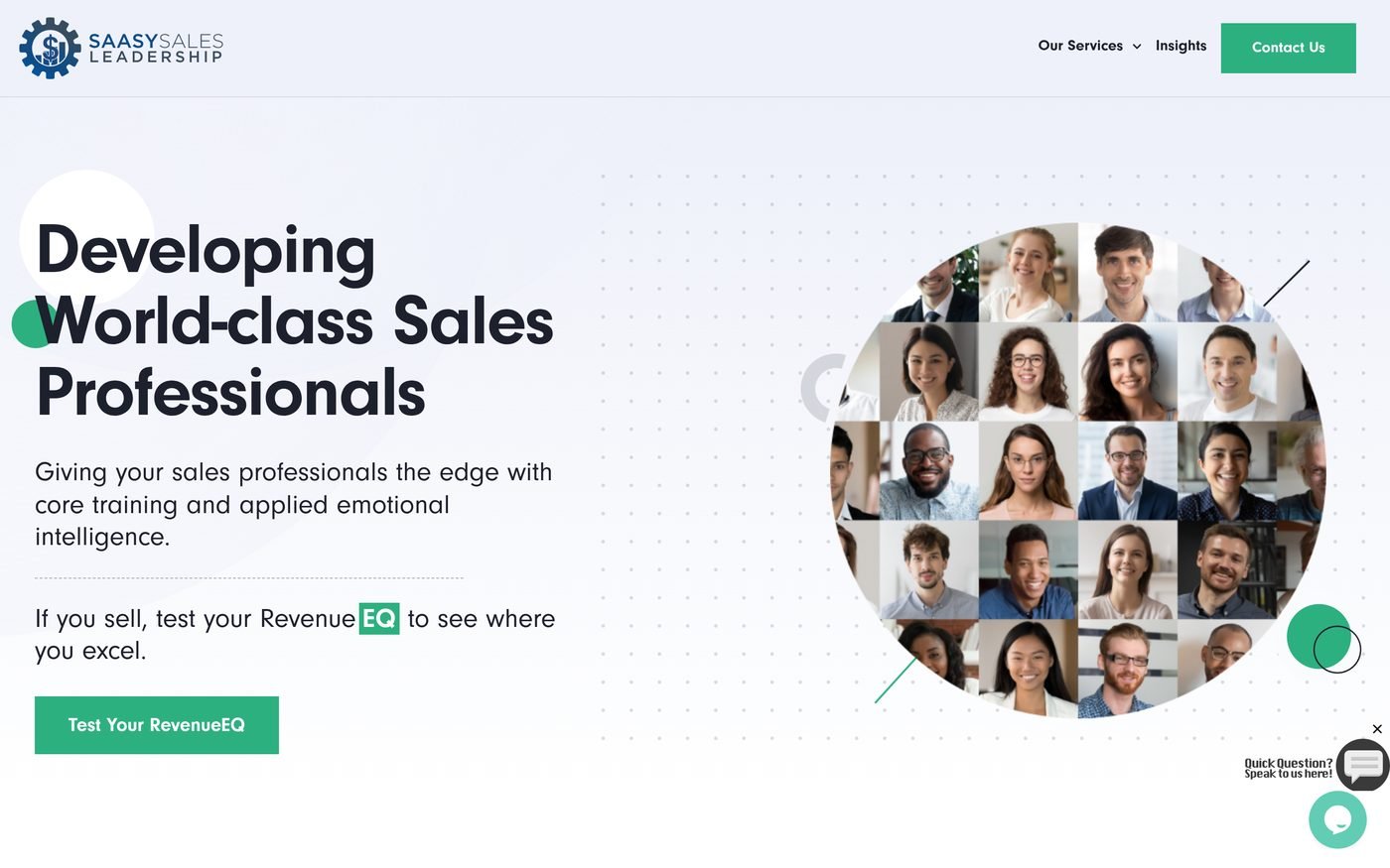 SaaSy Sales Leadership website homepage — Developing World-class Sales Professionals